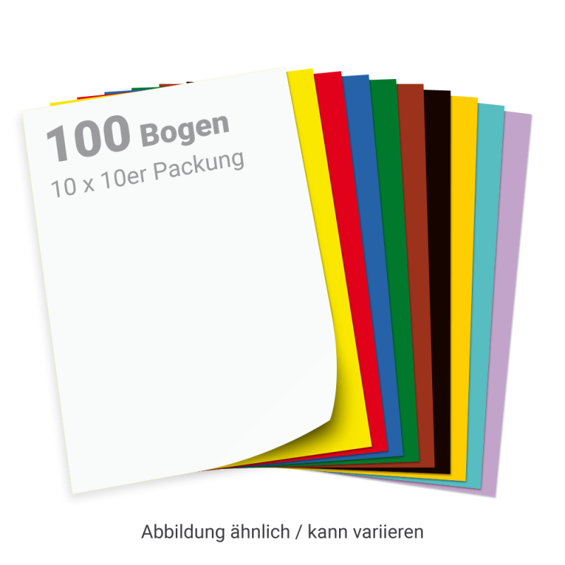 Fotokarton 300g/qm, A3, 100 Bogen, 10 Farben mix