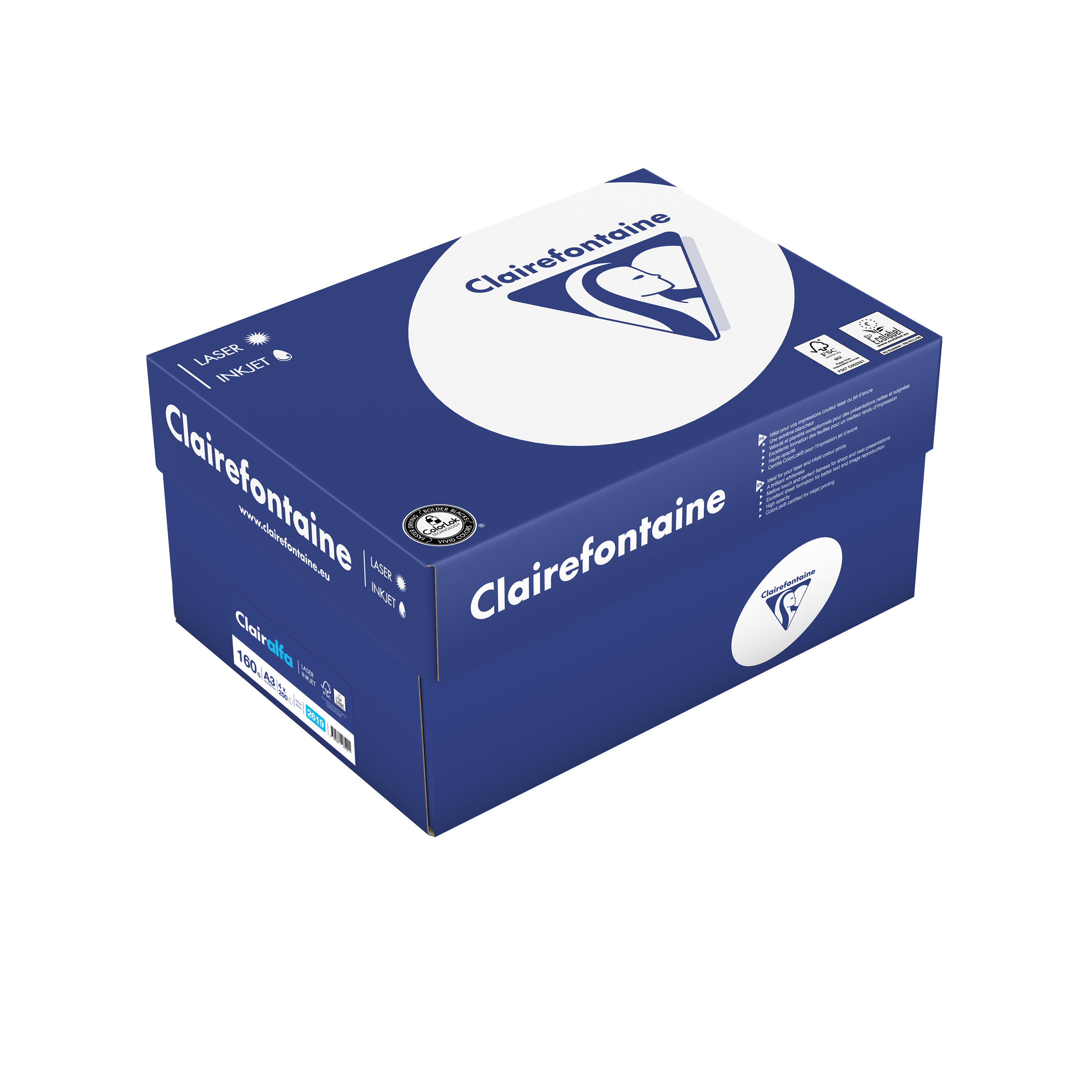 Clairalfa Multifunktionspapier, DIN A3, 160 g/qm, weiß 4er Pack