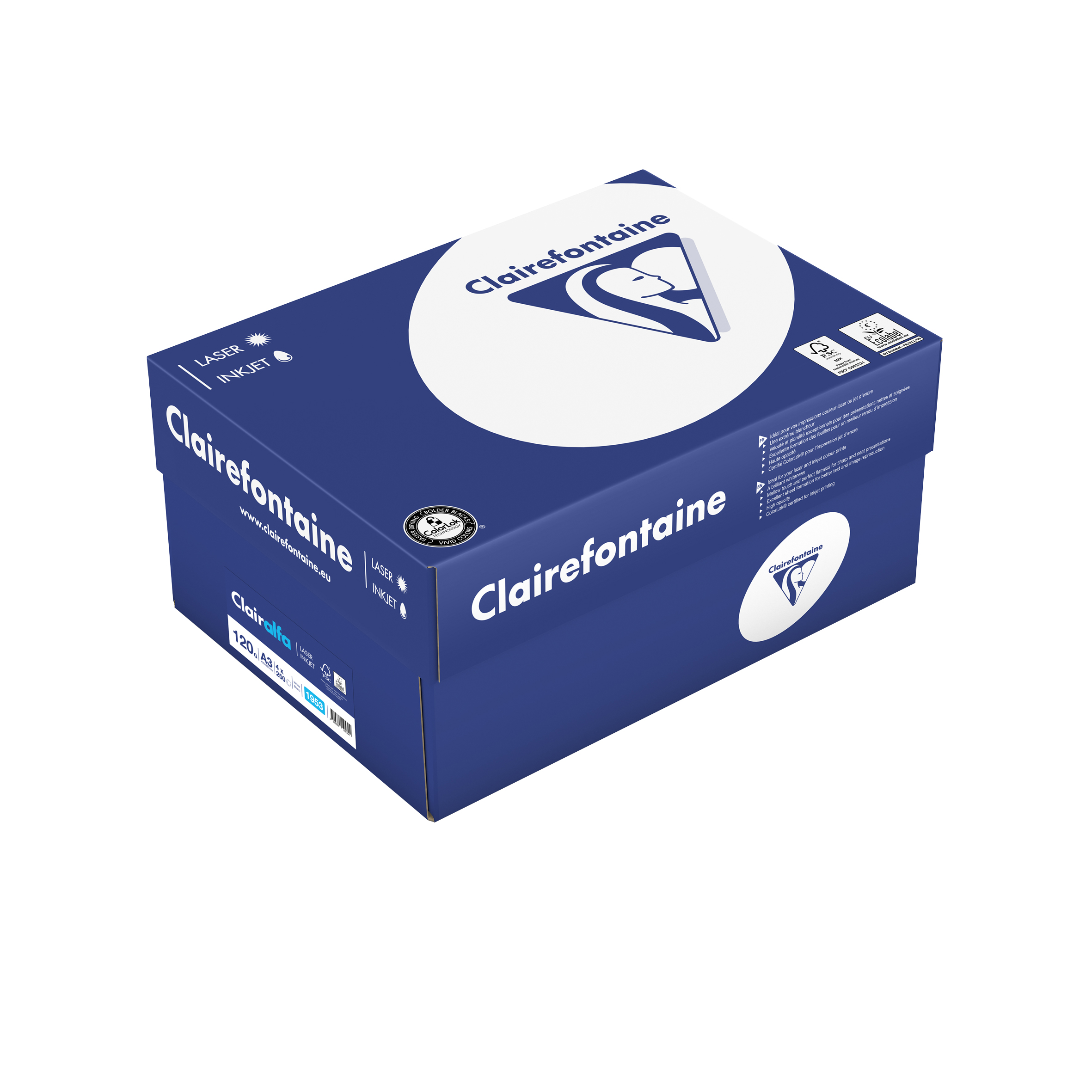 Clairalfa Multifunktionspapier DIN A3 120g/qm, 250 Blatt 5er Pack