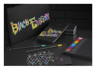 FABER-CASTELL Dreikant-Buntstifte Black Edition, 24er Etui