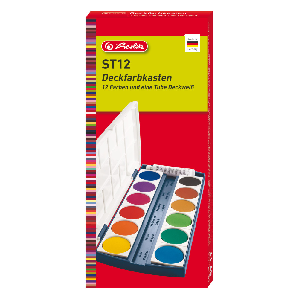 herlitz Deckfarbkasten ST12, 12 Farben, aus Kunststoff herlitz Deckfarbkasten ST12, 12 Farben, aus Kunststoff