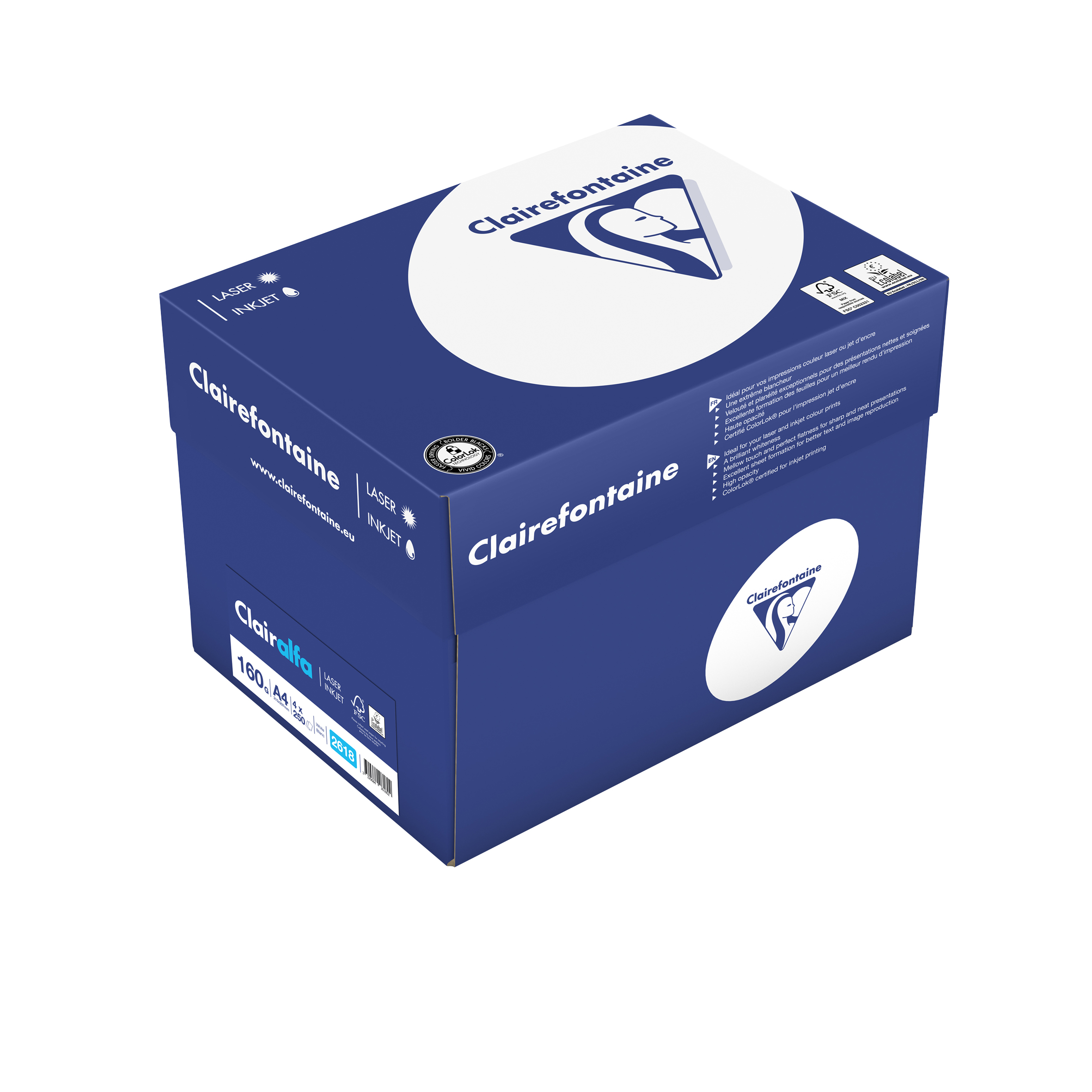 Zeugnispapier Clairefontaine Multifunktionspapier, A4, 160 g/qm, weiß