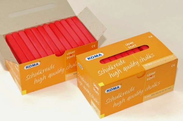 Schulkreide einfarbig Rot, Schachtel à 72 Stück