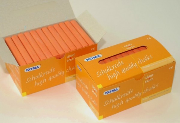 KOMA Schulkreide einfarbig Oranget,Schachtel à 72 Stück