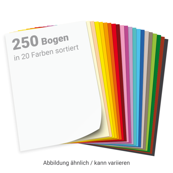 Sparset Tonpapier 250 Bogen, DIN A3, in 20 Farben sortiert