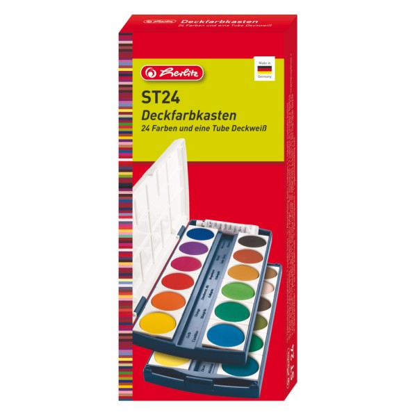 herlitz Deckfarbkasten ST24, 24 Farben, aus Kunststoff