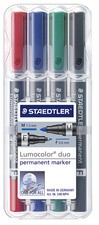 STAEDTLER Lumocolor Permanent-Marker duo, 4er Etui