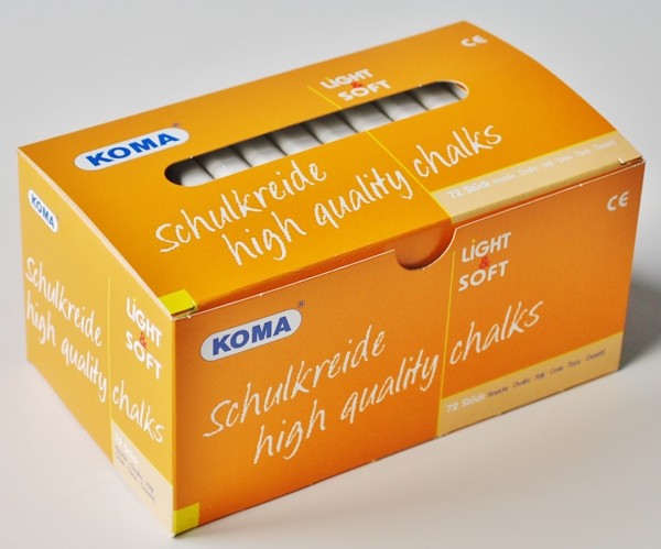 KOMA Schulkreide einfarbig weiß, Schachtel à 72 Stück