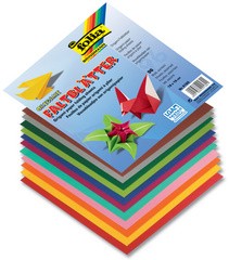 folia Origami-Faltblätter, 130 x 130 mm, farbig sortiert