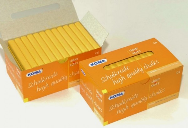 KOMA Schulkreide einfarbig Gelb,Schachtel à 72 Stück