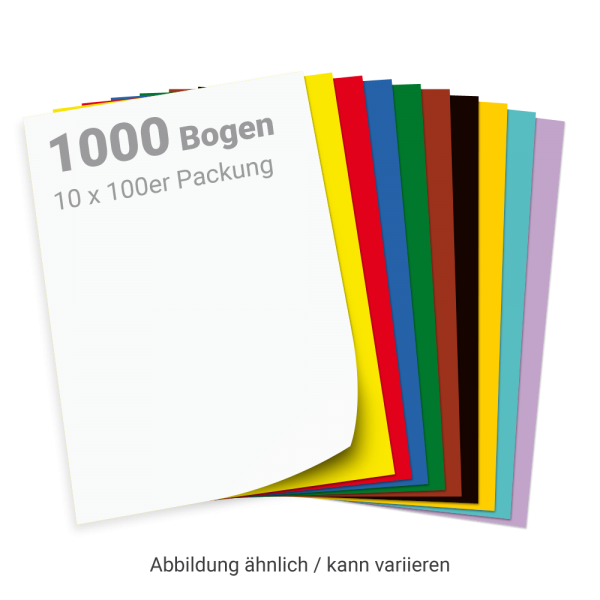 Sparset Tonpapier 1.000 Bogen, 50x70 cm, in 10 Farben sortiert